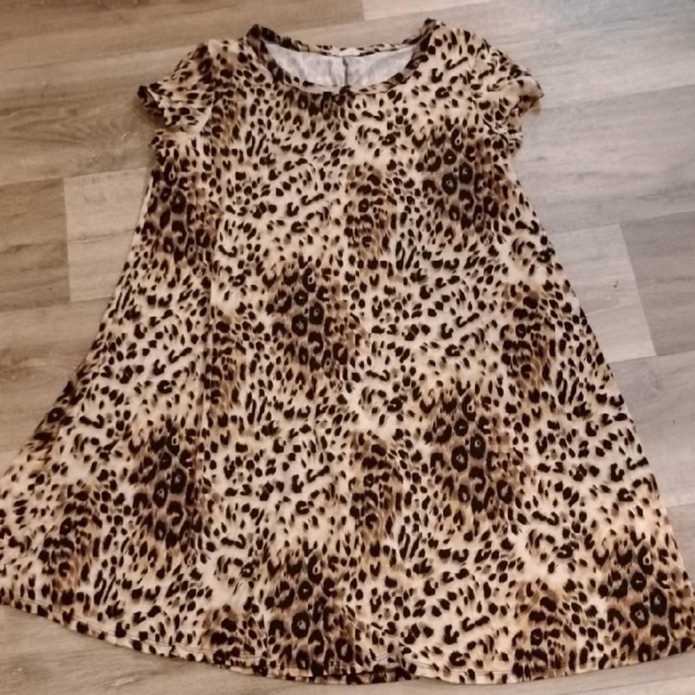 Pinc Tan and Cream Flutter Sleeve A-Line Dress